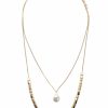 Gameday * | Hot Sale Jewelry Necklaces Layered Pearl & Metal Necklace