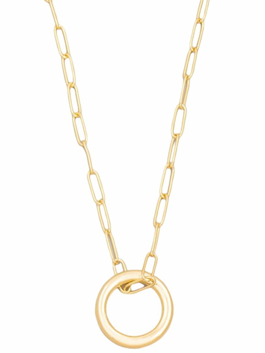 Gameday * | Buy Jewelry Round Circle Cutout Pendant Necklace