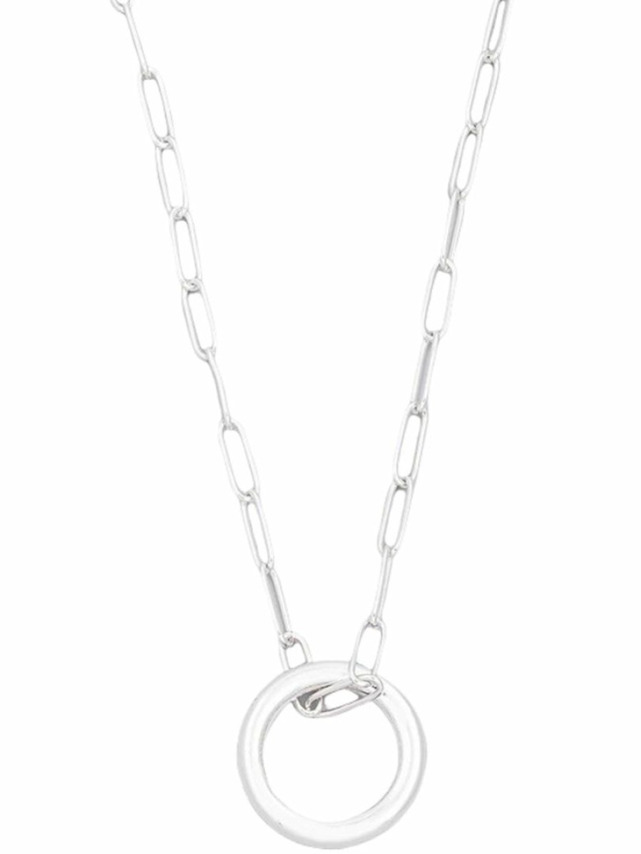 Gameday * | Buy Jewelry Round Circle Cutout Pendant Necklace