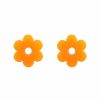 Gameday * | Discount Golden Stella Small Orange Flower Stud Earrings Jewelry