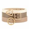 Gameday * | Brand New I.Cco Belts Circle Square Taupe Triangle Buckle Trio Belt