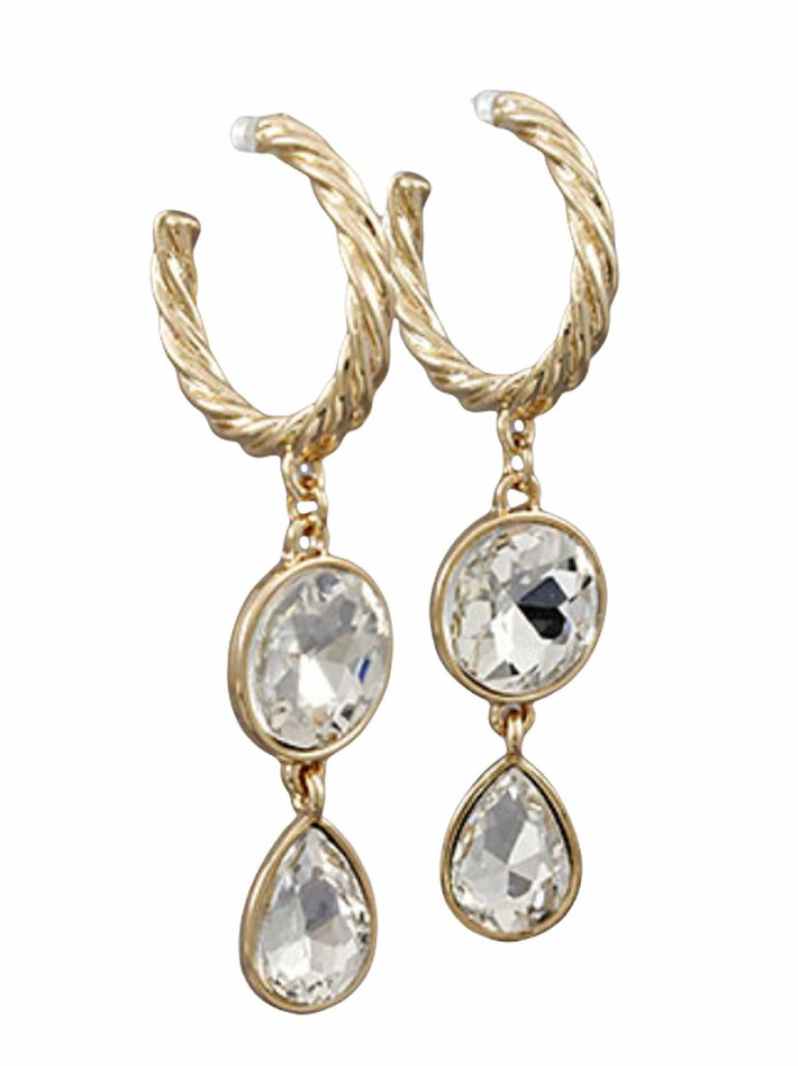 Gameday * | Top 10 Jewelry Circle & Teardrop Crystal Earrings