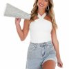 Gameday * | Best Pirce Allie Rose Apparel Game Plan Halter Crop Top White