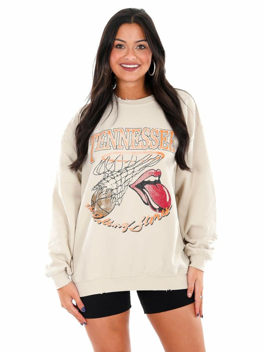 Gameday * | Best Sale Livy Lu Rolling Stones Volunteers Basketball Net Sweatshirt Sand