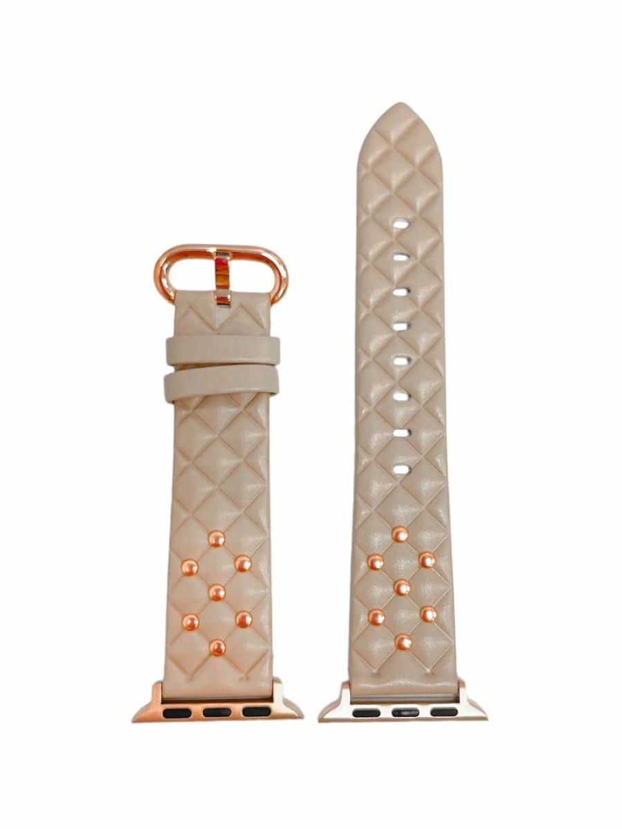 Gameday * | Brand New A.N Enterprises Watch Bands Quilted Stud Blush Smart Watch Band