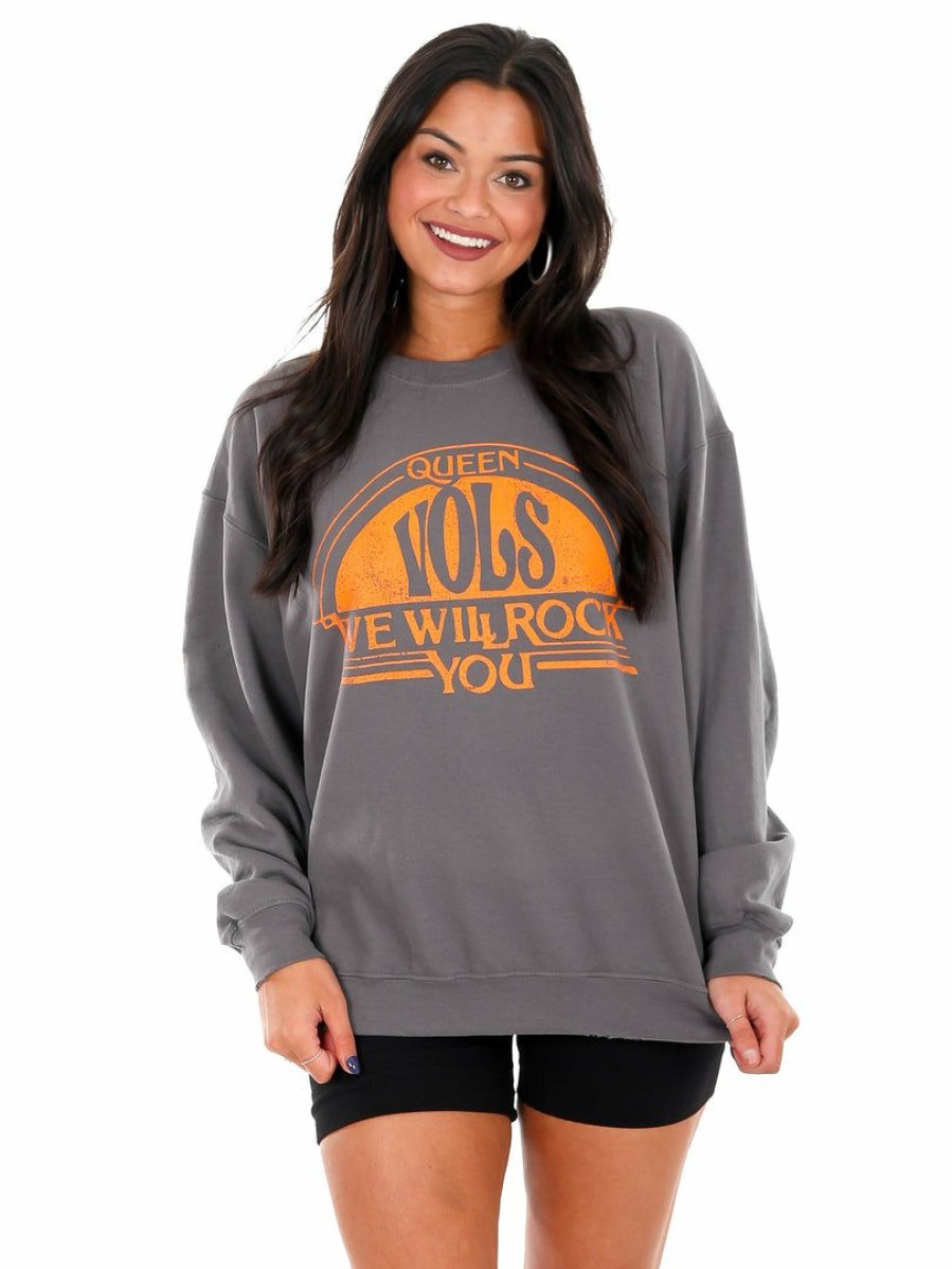 Gameday * | Outlet Livy Lu Queen Volunteers Will Rock You Sweatshirt Gameday Charcoal