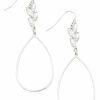 Gameday * | Buy Jewelry Rhinestone Leaf Teardrop Cutout Earrings