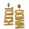 Gameday * | Outlet Treasure Import Beaded Gold Touchdown Earrings