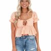 Gameday * | Cheap Idem Ditto Interception Front Tie Gingham Top Apparel Orange