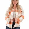 Gameday * | Budget Pinch Me Apparel Quarterback Plaid Shacket Orange