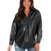 Clothing * | Hot Sale Day + Moon From My Heart Oversized Leather Top Black