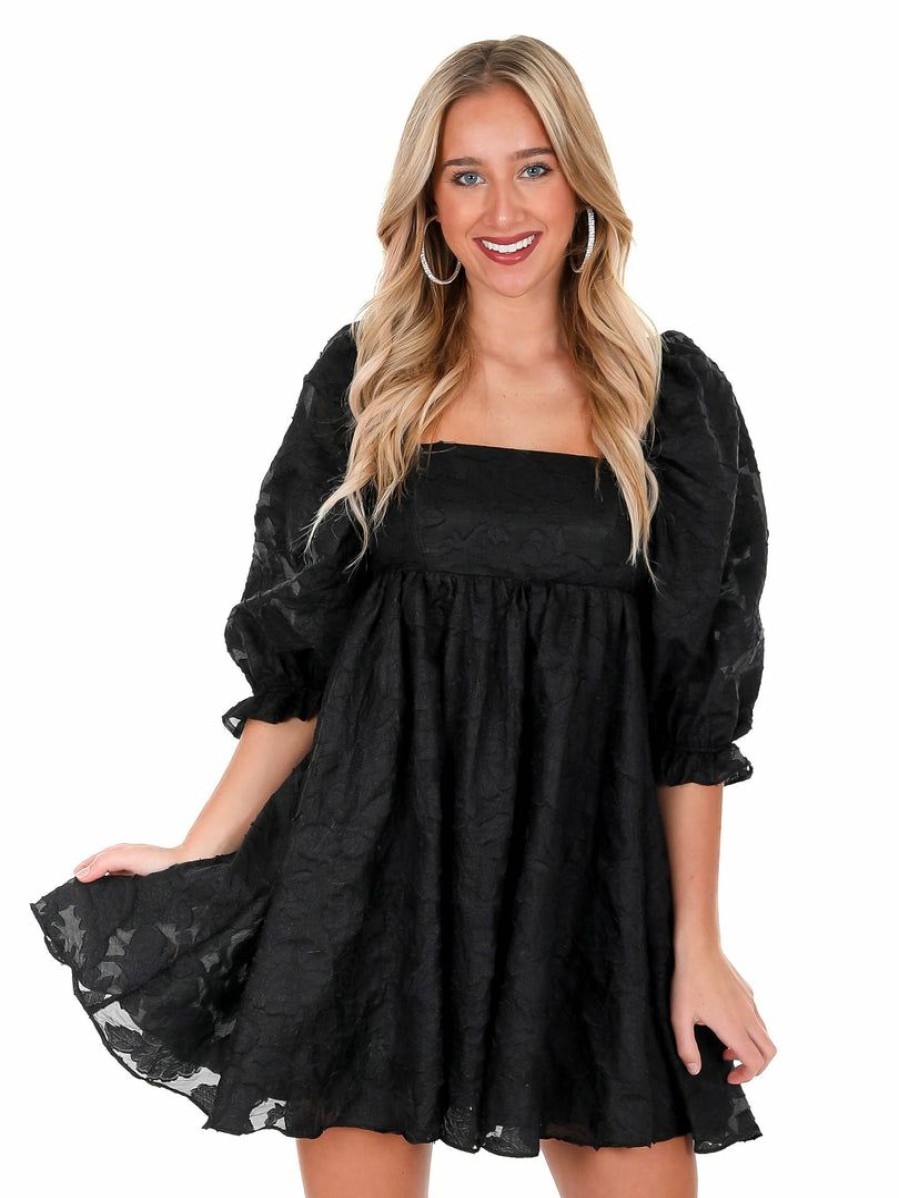 Clothing * | Cheap Storia Broke My Heart Floral Babydoll Dress Black