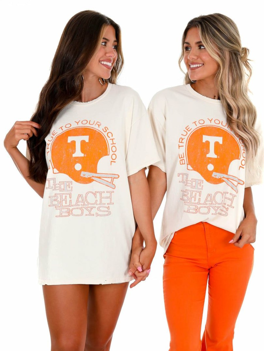 Gameday * | Best Reviews Of Livy Lu Beach Boys Tennessee True To School Thrifted Tee Gameday Off White