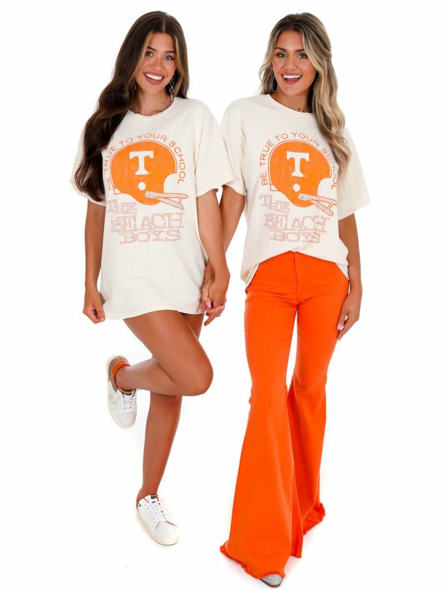 Gameday * | Best Reviews Of Livy Lu Beach Boys Tennessee True To School Thrifted Tee Gameday Off White