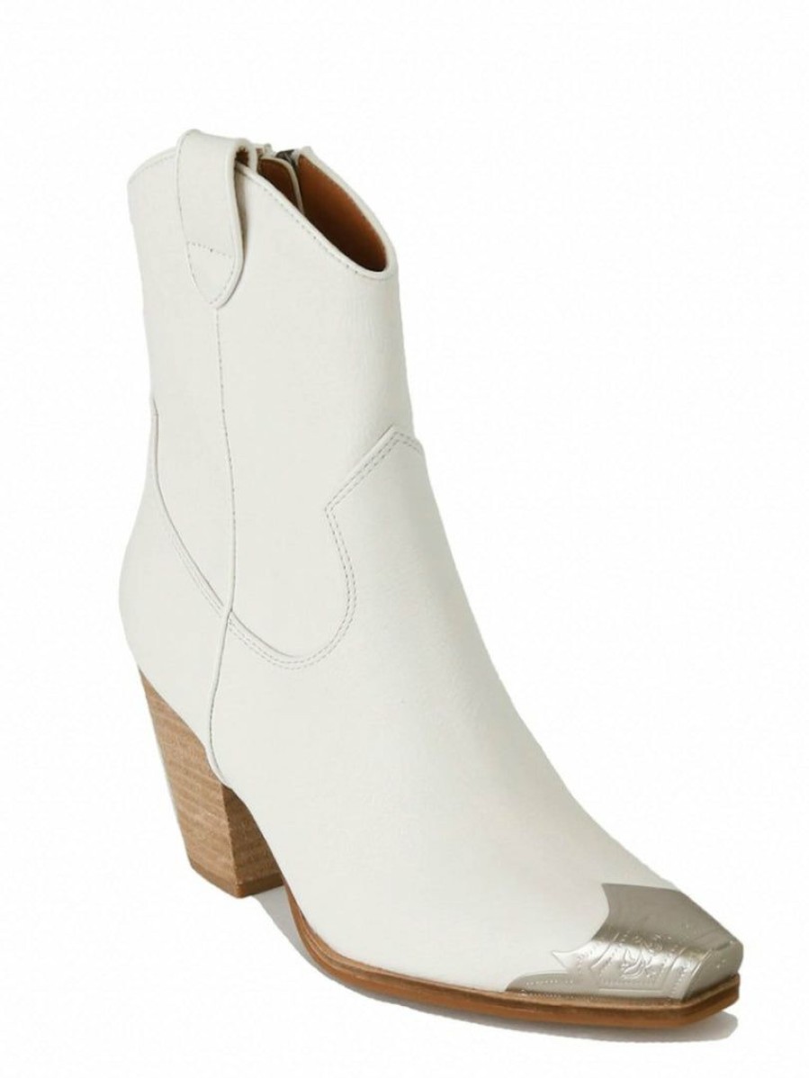 Shoes * | Cheap Ccocci Booties Dakota Western Ankle Bootie White