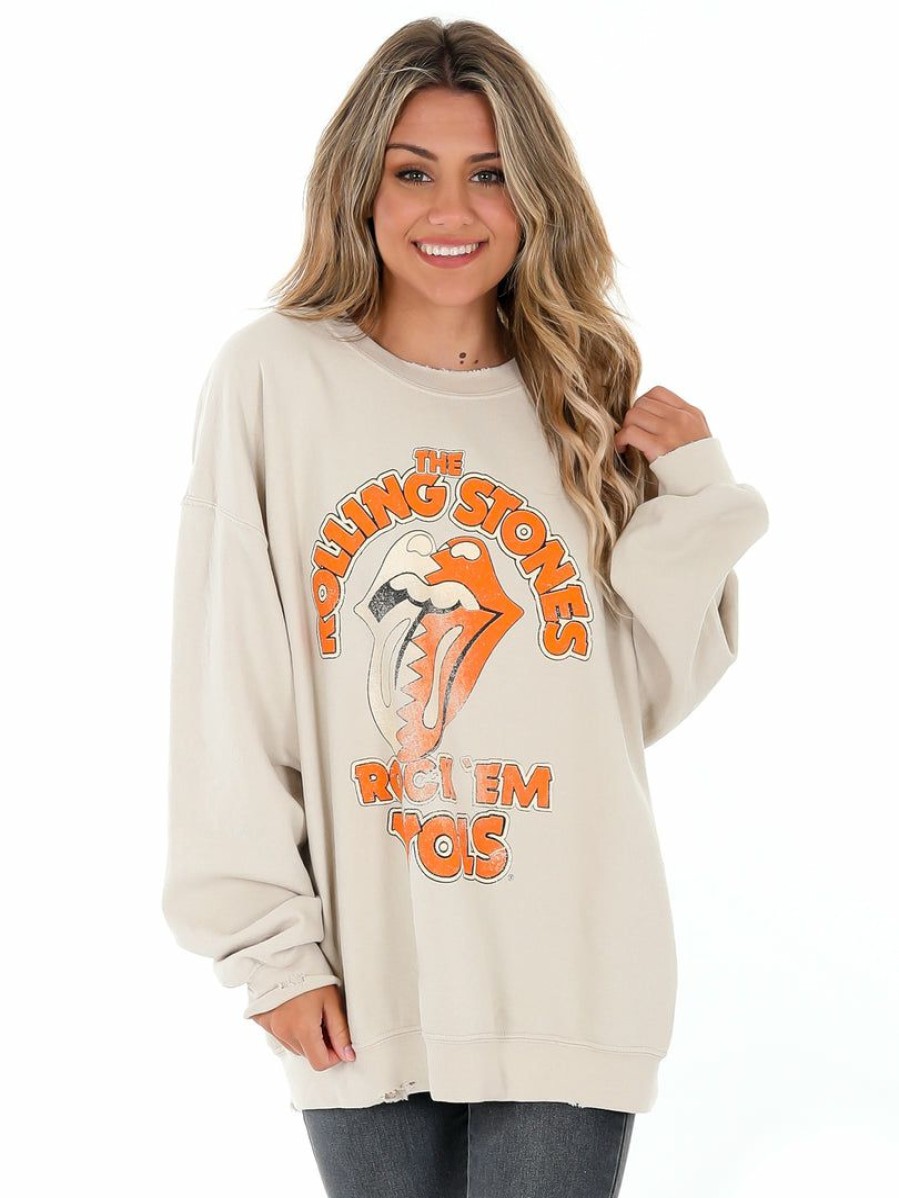 Gameday * | New Livy Lu Gameday Rolling Stones Rock 'Em Vols Sweatshirt Sand