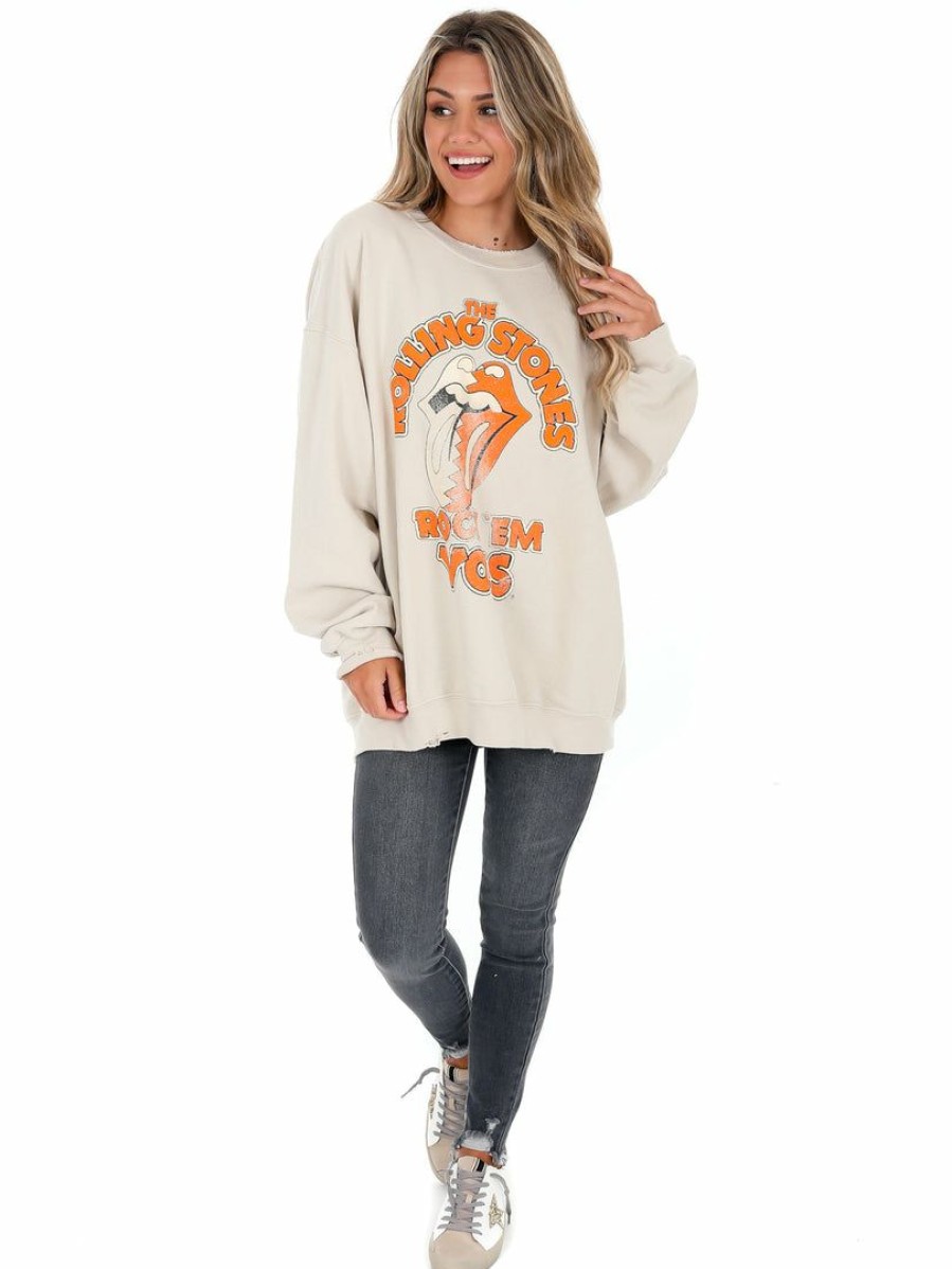 Gameday * | New Livy Lu Gameday Rolling Stones Rock 'Em Vols Sweatshirt Sand