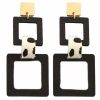 Gameday * | Outlet Jewelry Wood 2 Square & Leather Earrings