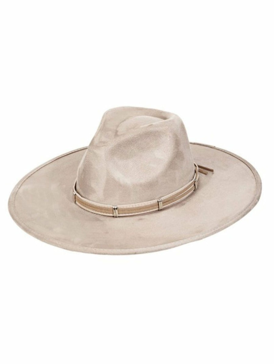 Gameday * | Deals Accessories Hats Wide Brim Taupe Fedora Fashion Hat