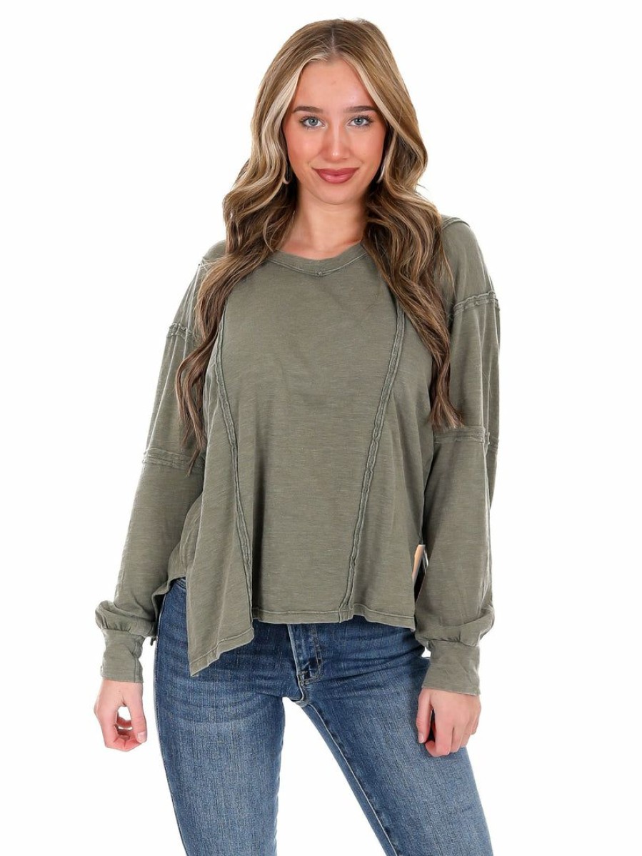 Curvy Girl * | Discount Apparel-Curvy Girl Curvy Daylight Mineral Washed Top