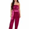 Clothing * | Discount She + Sky Playsuits Anywhere With You Satin Jumpsuit