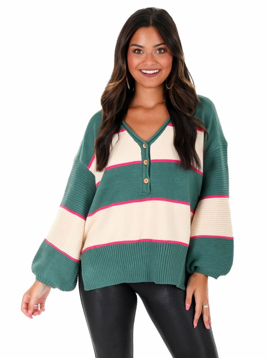 Clothing * | Best Pirce Entro Sweater Weather Striped Top Tops