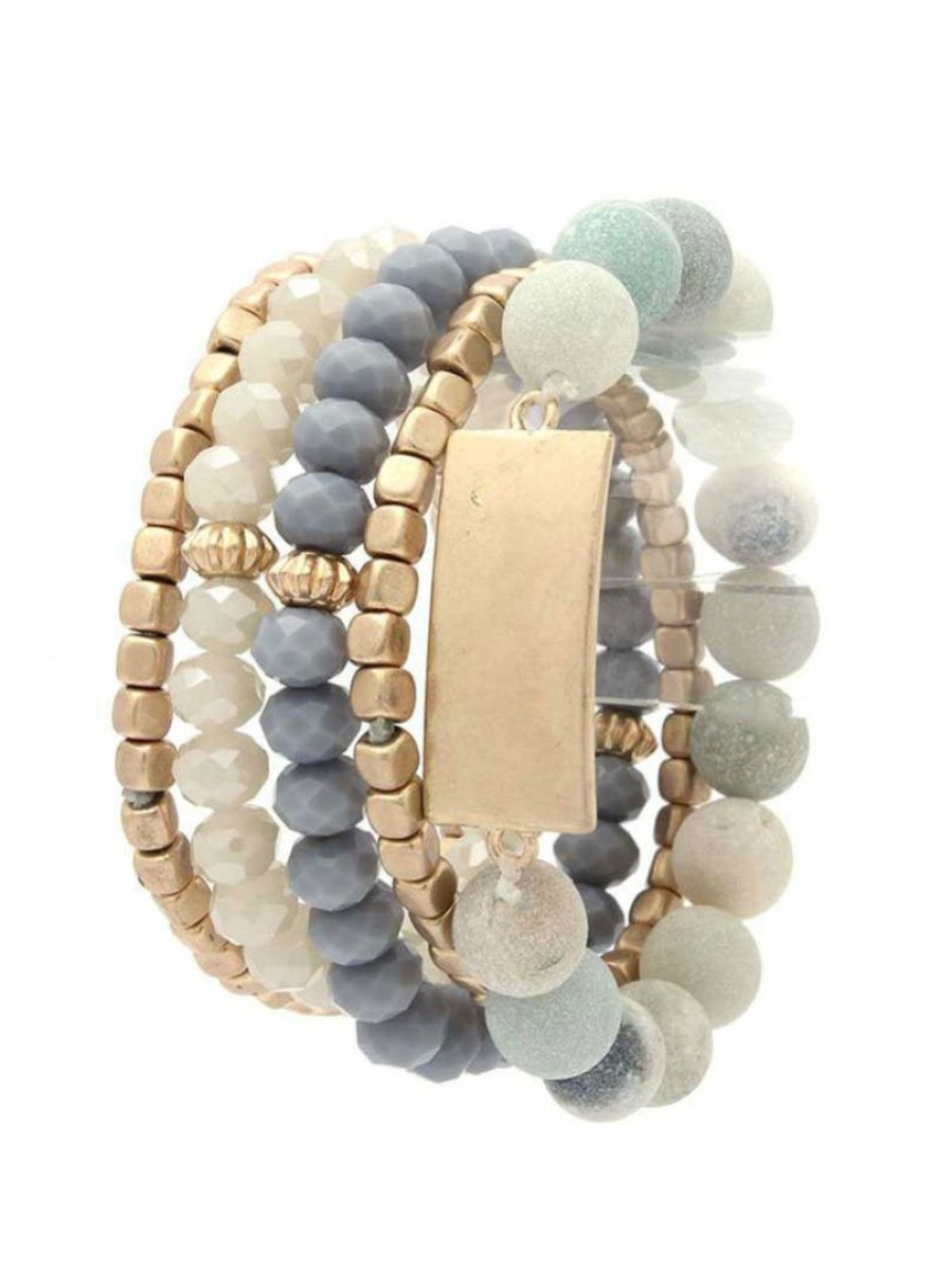 Gameday * | Cheapest Jewelry Multi Natural Stone Stretch Bracelet Set