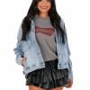 Clothing * | Coupon Veveret Outerwear La La Land Oversized Denim Jacket Medium Denim