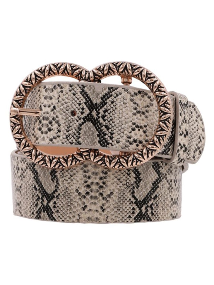 Gameday * | Wholesale Accessories Double Metal Snakeskin Belt Belts