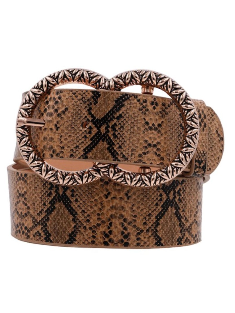 Gameday * | Wholesale Accessories Double Metal Snakeskin Belt Belts