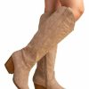 Shoes * | Promo East Lion Corp Vaca Distress Tall Cowboy Boots Taupe