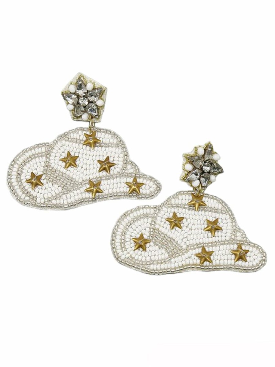 Gameday * | Cheapest Jewelry Cowboy Hat Seed Beaded Earrings