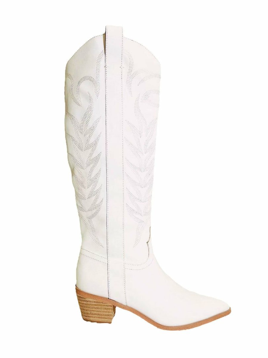 Gameday * | Promo Miim Inlay High Western Boots Footwear White