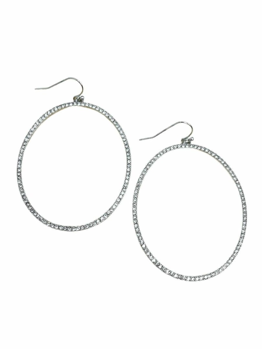 Gameday * | Coupon La Bien Aimee Oval Pave Stone Earrings