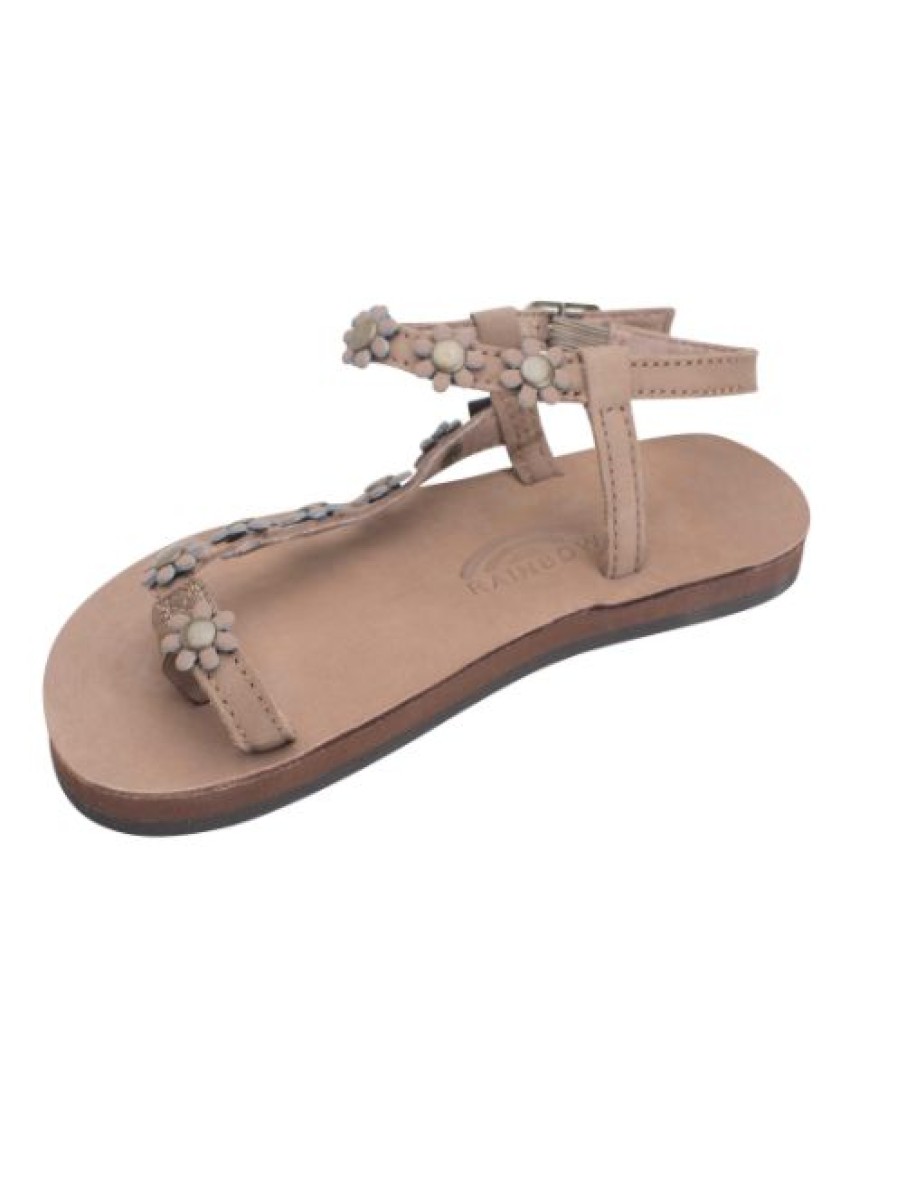 Shoes * | Best Reviews Of Footwear Rainbows Kids Delilah Flower Sandal Dark Brown