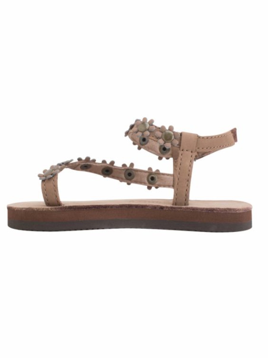 Shoes * | Best Reviews Of Footwear Rainbows Kids Delilah Flower Sandal Dark Brown