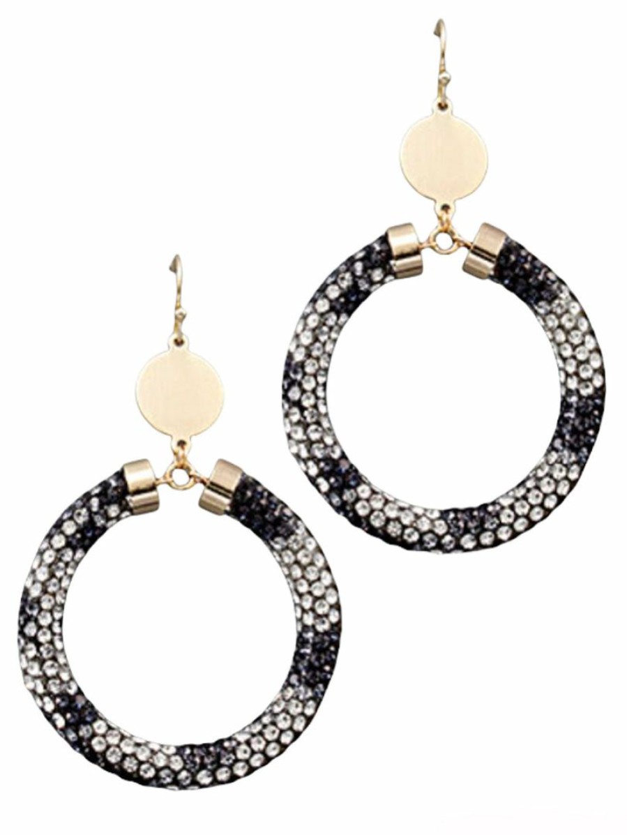 Gameday * | Brand New Jewelry Rhinestone Circle Earrings