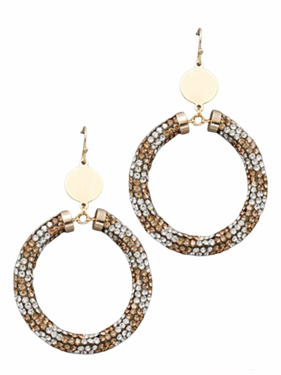 Gameday * | Brand New Jewelry Rhinestone Circle Earrings