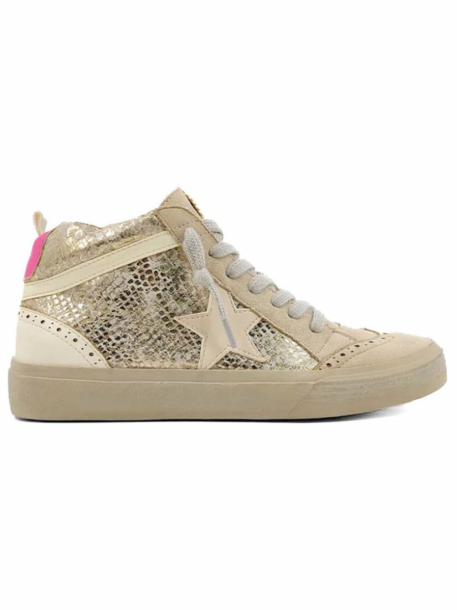 Shoes * | Buy Shushop Company Paulina Sneakers Gold Snake