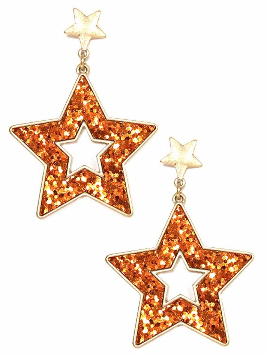 Gameday * | Hot Sale Jewelry Star Of The Night Glitter Star Earrings