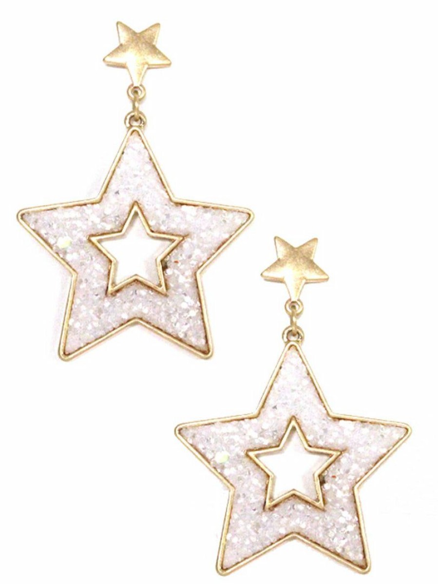 Gameday * | Hot Sale Jewelry Star Of The Night Glitter Star Earrings