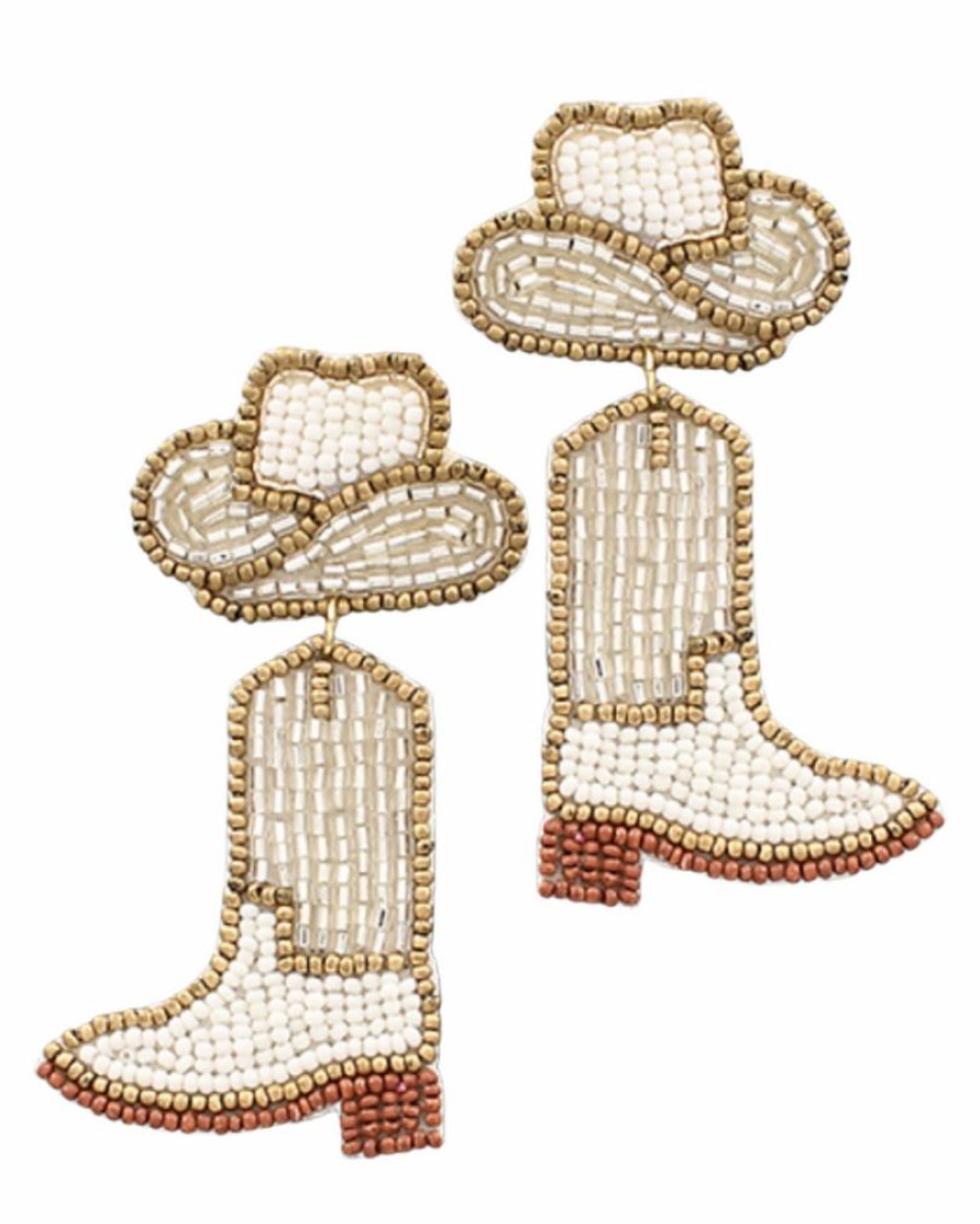 Gameday * | Discount Golden Stella Cowboy Hat & Boots Earrings