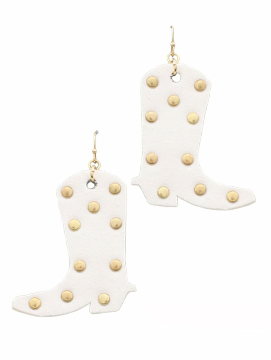 Gameday * | Hot Sale Golden Stella Suede Cowboy Boots Earrings