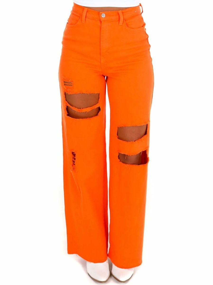 Gameday * | Cheap Vibrant Hold That Line Dad Jeans Orange