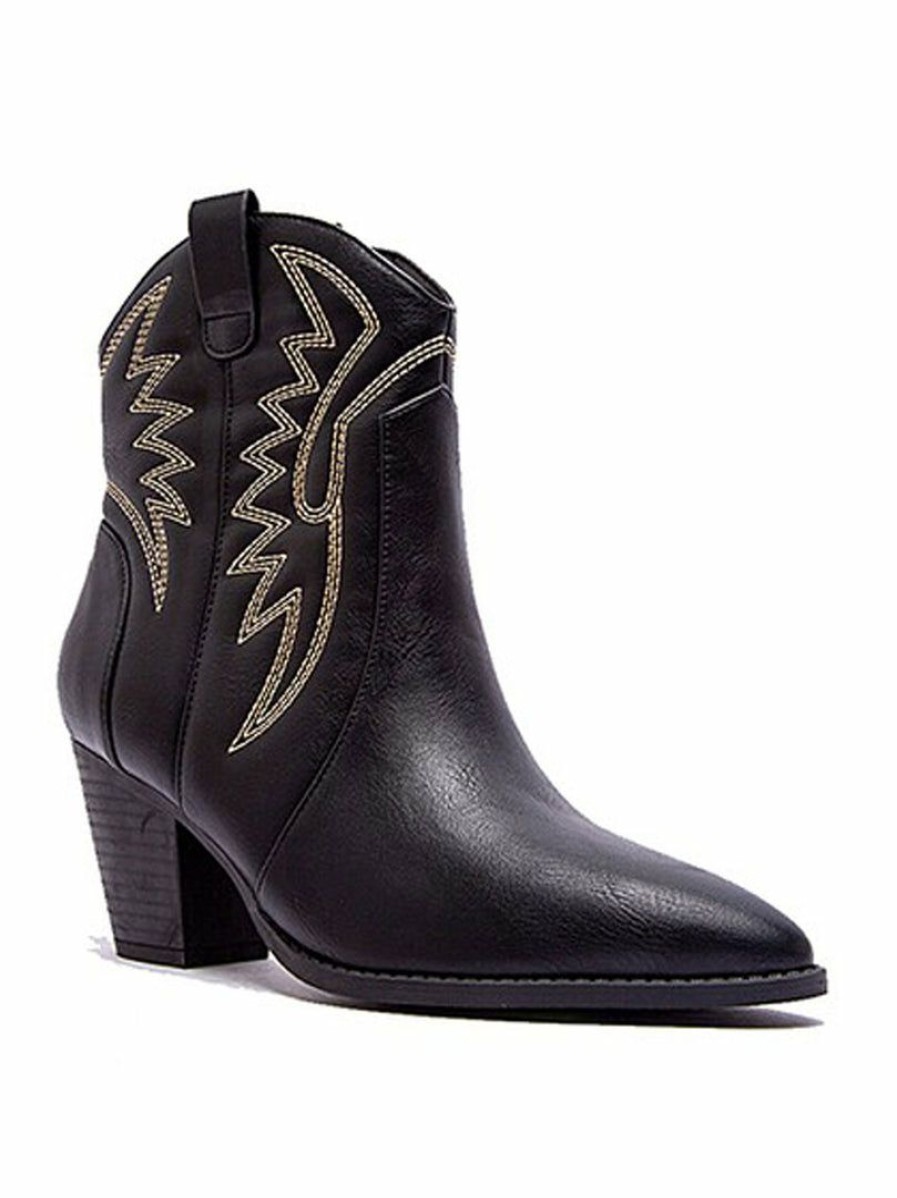 Shoes * | Top 10 East Lion Corp Booties Zane Western Ankle Bootie Black