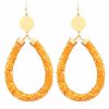 Gameday * | Coupon Golden Stella Orange Teardrop Sparkling Tube Earrings