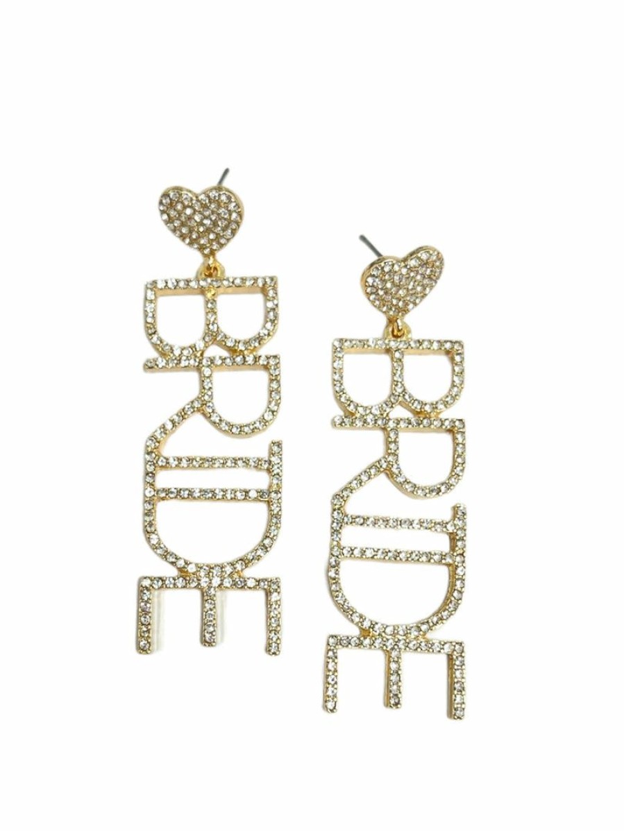 Gameday * | Coupon La Bien Aimee Bride Pave Stone Earrings