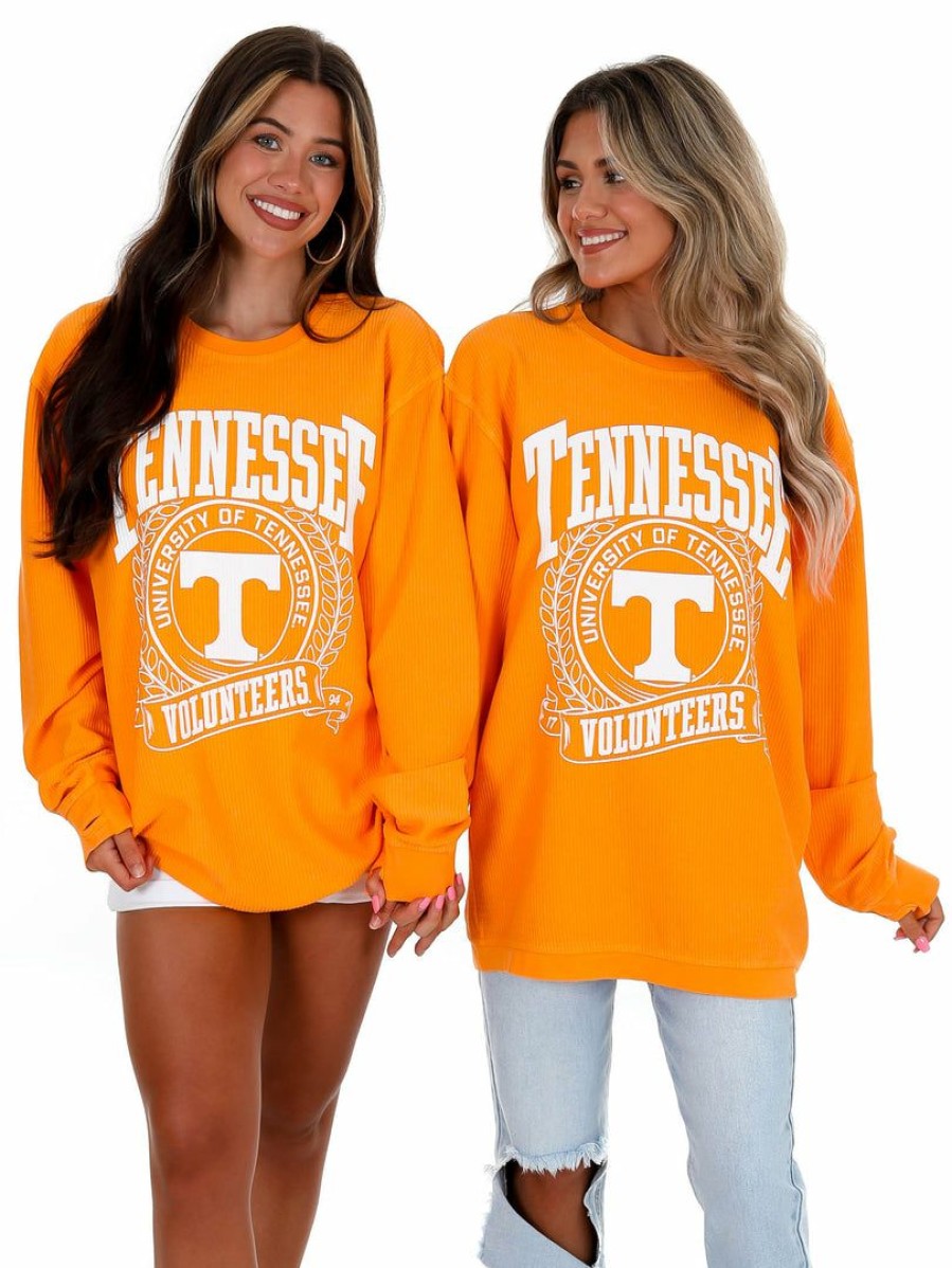 Gameday * | Best Sale Pressbox Tennessee Big Country Corded Sweatshirt Graphic Tees Light Orange