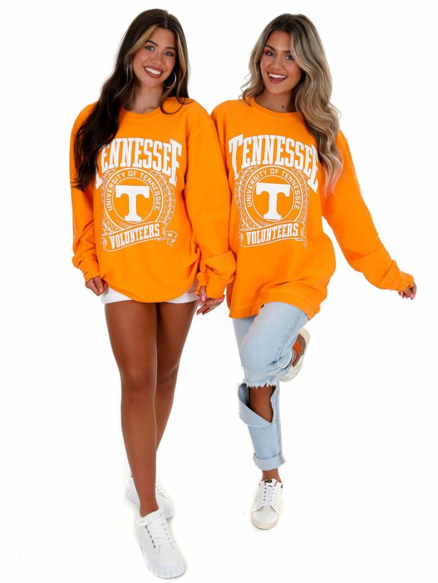 Gameday * | Best Sale Pressbox Tennessee Big Country Corded Sweatshirt Graphic Tees Light Orange