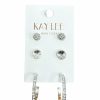 Gameday * | Deals Ashlee Corp Rhinestone 3 Pair Earring Set